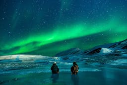 aurora borealis over the fjord.